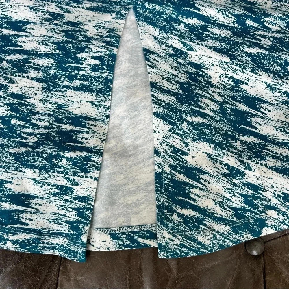 New Soft Surroundings Joanna Faux Wrap Jersey Maxi Dress Teal Cream Abstract - Picture 13 of 15
